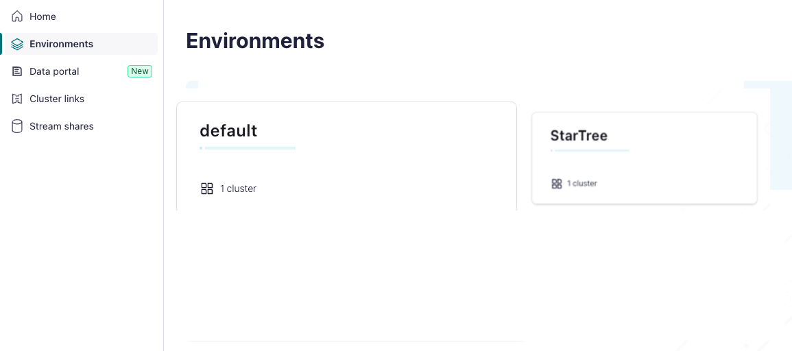 Confluent Environments page